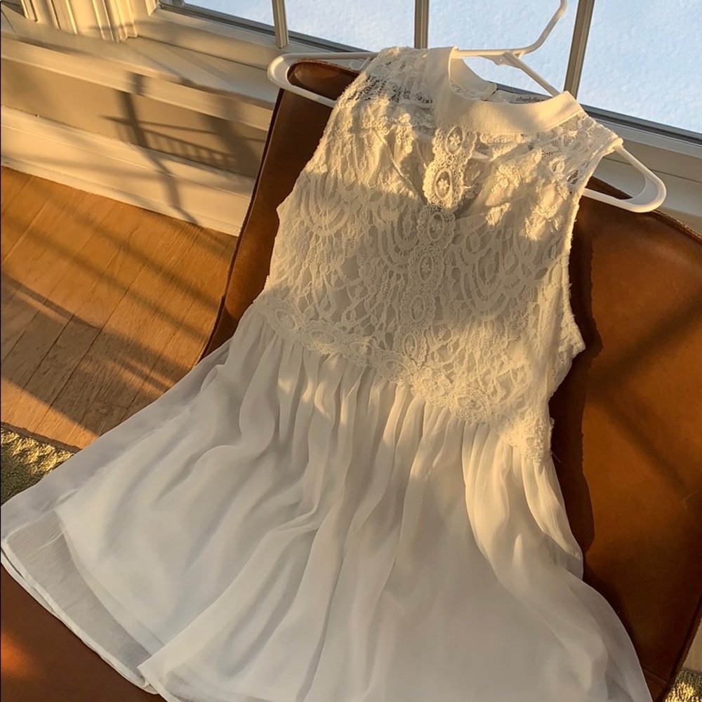 White lace flowy dress